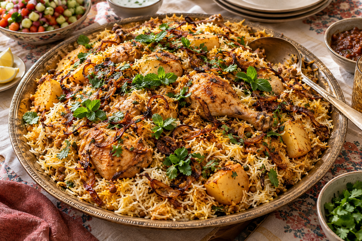 Celebration chicken breyani prepared for a crowd
