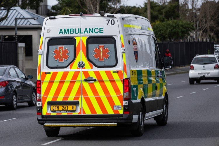 An ambulance representing the formal health system beyond household visits