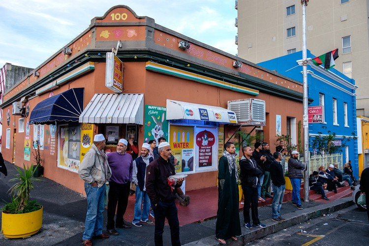 Historic Bo-Kaap buildings in their contemporary urban setting
