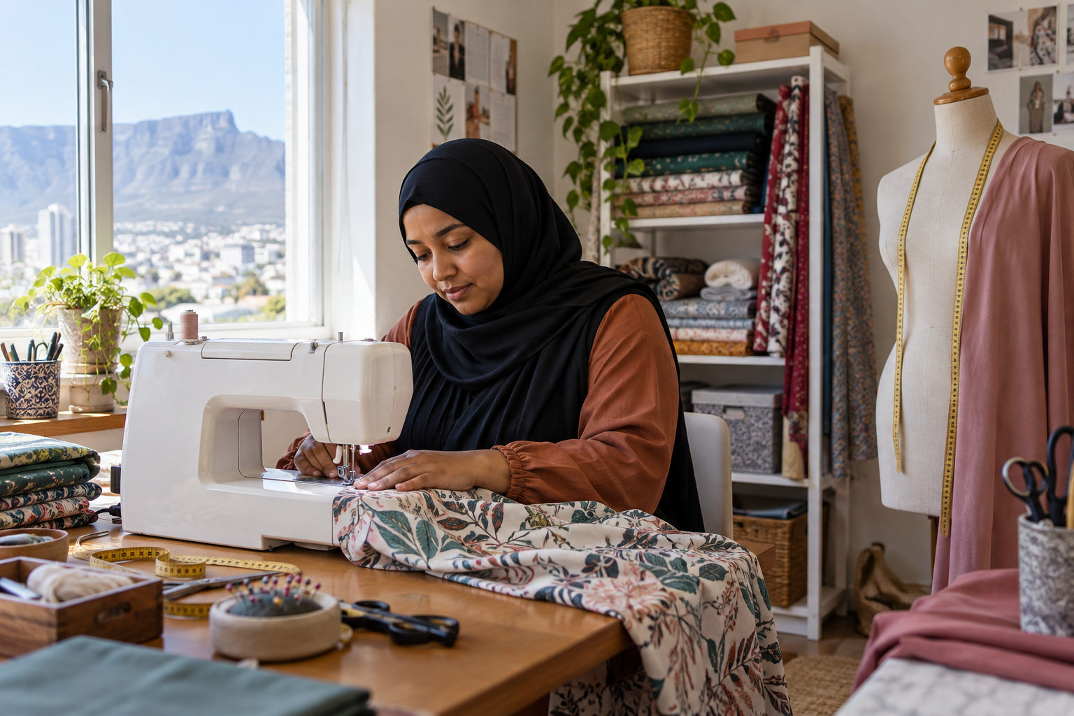 A Cape Town seamstress at work in her home studio