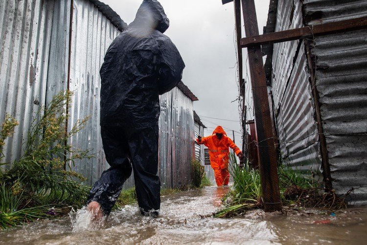 Winter flooding around homes and public space