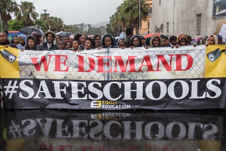 Learners marching publicly for safer schools